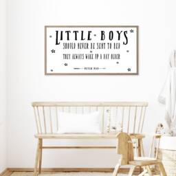 Little Boys Should Never Be Sent To Bed Sign, Nursery Wall Art, Farmhouse Kids Decor, Hanging For Room - thumbnail 3
