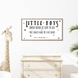 Little Boys Should Never Be Sent To Bed Sign, Nursery Wall Art, Farmhouse Kids Decor, Hanging For Room - thumbnail 2
