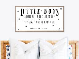 Little Boys Should Never Be Sent To Bed Sign, Nursery Wall Art, Farmhouse Kids Decor, Hanging For Room - thumbnail 1