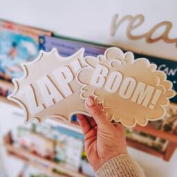 Superhero Wall Sign - Boom Zap Comic Word Wooden & Acrylic Layered Decor - thumbnail 3
