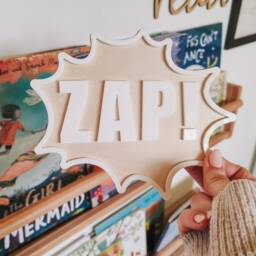 Superhero Wall Sign - Boom Zap Comic Word Wooden & Acrylic Layered Decor - thumbnail 2