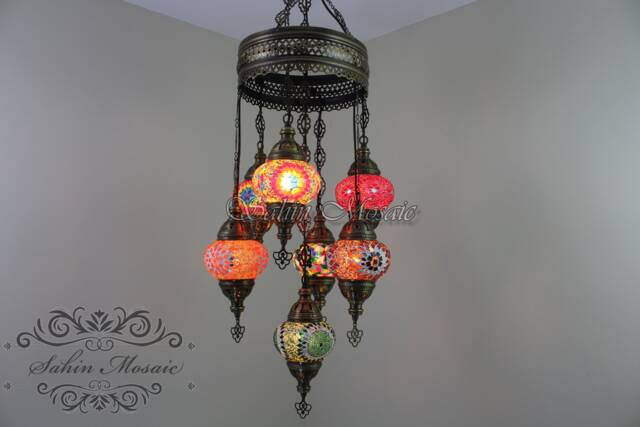 7 - Ball Turkish Sultan Mosaic Chandelier - Medium Globes - image 1