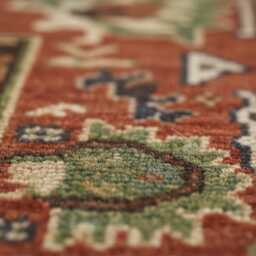 Handmade Orange Wool Rug - Traditional Turkish Floral Carpet, Boho Farmhouse Decor - thumbnail 3
