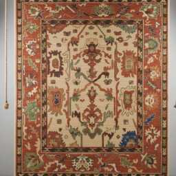 Handmade Orange Wool Rug - Traditional Turkish Floral Carpet, Boho Farmhouse Decor - thumbnail 4
