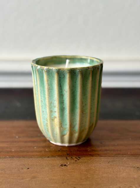 Hand-Poured 8 Oz Scented Soy Candle in Handmade Ceramic Vessel - Various Scent Options