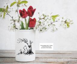 Winnie The Pooh Personalised Valentine's Day Ceramic Vase - Cute Valentines Gift Own Message On Back Unique For Girlfriend, Wife - thumbnail 1