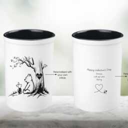 Winnie The Pooh Personalised Valentine's Day Ceramic Vase - Cute Valentines Gift Own Message On Back Unique For Girlfriend, Wife - thumbnail 3