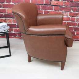 Lounge Accent Chair in Brown Leather Stock Fast Delivery - Kar2069 - thumbnail 3