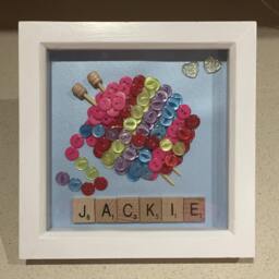 Personalised Knitting Button Art Frame, Ball Of Wool Decor - thumbnail 1