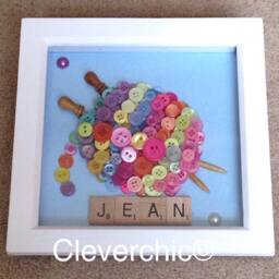 Personalised Knitting Button Art Frame, Ball Of Wool Decor - thumbnail 3