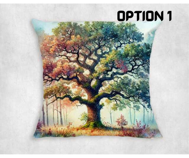 Pastel Forest Tree Cushion Cover Soft Canvas Pillowcase - image 1