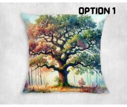 Pastel Forest Tree Cushion Cover Soft Canvas Pillowcase