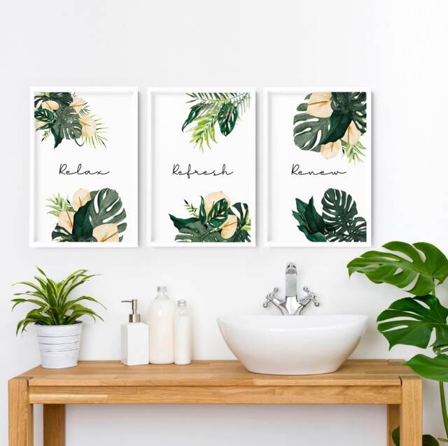 Spa Bathroom Art, Botanical Bathroom, Plant Print Set Of 3, Bohemian Decor, Relaxation Gifts, Wall New Home Gift From Friend - image 1