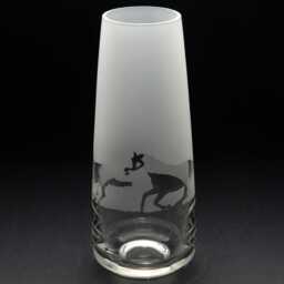 Galloping Horse Glass Bud Vase 150 Mm - Etched Engraved Glassware Home & Bar Decor - thumbnail 2