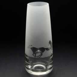 Galloping Horse Glass Bud Vase 150 Mm - Etched Engraved Glassware Home & Bar Decor - thumbnail 3