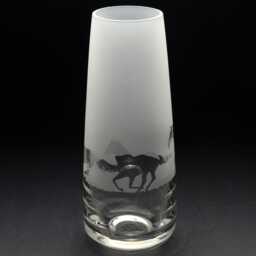 Galloping Horse Glass Bud Vase 150 Mm - Etched Engraved Glassware Home & Bar Decor - thumbnail 1