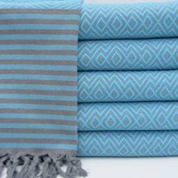 "Turkish Blanket, Turquoise & Gray Blanket, Throw Blanket, Throw, Bedroom Blanket, Bed Cover, Peshtemal Cover, 79""x103" - thumbnail 2