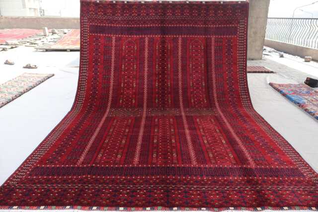 7x10 Large Afghan Vintage Rug, Hand Knotted Wool Turkmen Tribal Hetchulu Parda Oriental Bedroom Area Dining Table Carpet - image 1