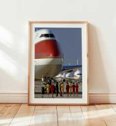 Vintage Flight Attendant Poster Print, Retro 60S 70S Jumbo Jet Aviation Photo, Pilot Gift, Mid Century Modern Travel Wall Decor - thumbnail 1