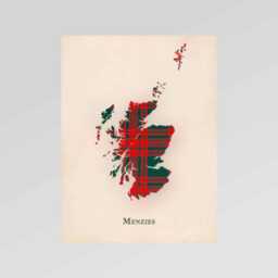 Clan Menzies Green Scottish Tartan Map - Of Scotland Family Wall Decor, Ready To Hang - thumbnail 2