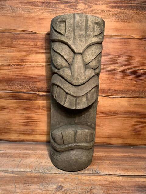 Stone Garden Large Totem Pole Easter Island African Head Tiki Statue Ornament - image 1