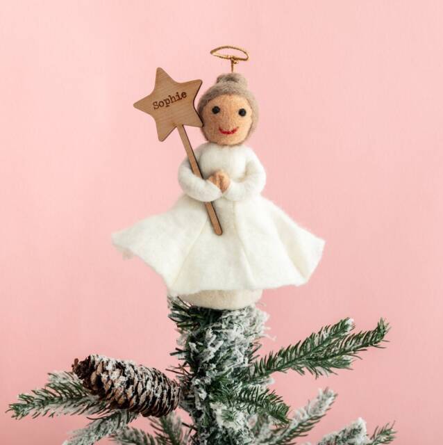 Christmas Angel Tree Topper - Felt Personalised Decorations Gift Ideas - image 1