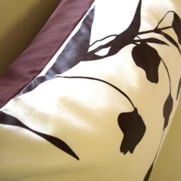 Brown Print On Off White Cotton Hummingbird With Eucalyptus Rectangle Pillow - thumbnail 3