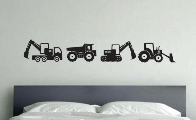 Kids Room Decor, Construction Vehicle Wall Decals - image 1