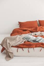 Linen Waffle Throw, Throw Blanket, Bed Throw, Coverlet - thumbnail 3