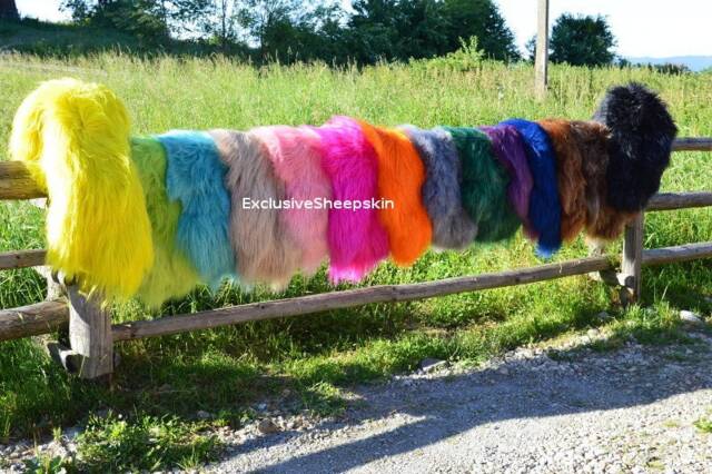 Dyed Icelandic Genuine Sheepskin Rug Sheep Skin 16 Color Soft Long Wool Throw, Schaffell, Hygge - image 1