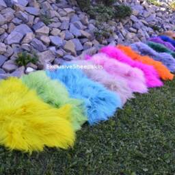 Dyed Icelandic Genuine Sheepskin Rug Sheep Skin 16 Color Soft Long Wool Throw, Schaffell, Hygge - thumbnail 2