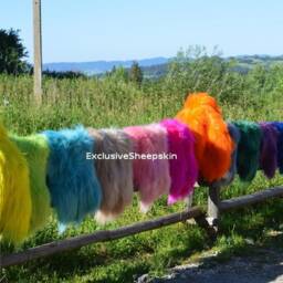 Dyed Icelandic Genuine Sheepskin Rug Sheep Skin 16 Color Soft Long Wool Throw, Schaffell, Hygge - thumbnail 3