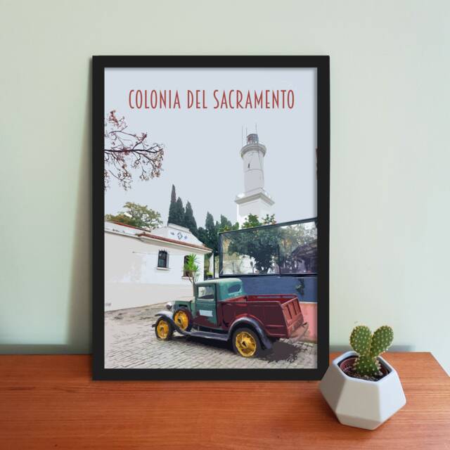 Colonia Del Sacramento Travel Poster - Retro Vintage Style Montevideo Art Print, Artwork, Homeware, Uruguay Travel Print - image 1