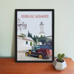 Colonia Del Sacramento Travel Poster - Retro Vintage Style Montevideo Art Print, Artwork, Homeware, Uruguay Travel Print - thumbnail 1