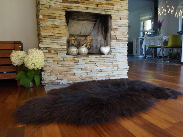 Sheepskin Brown Throw Genuine Leather Wool Carpet Decorative Rug Brown, Carpet, Gray Rugs, Chair Throw, Shag - image 1