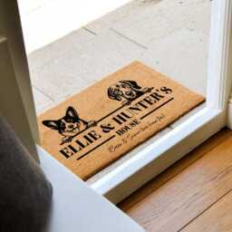 Personalized Housewarming Gift - Welcome Rug For Dog Lovers Breeds Handcrafted Doormat Custom Pet Mat - thumbnail 2