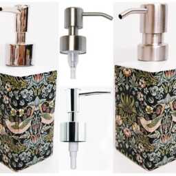 William Morris Strawberry Thief Black & Green Soap Dispenser Porcelain 200 Ml 7Oz Birds Garden Fantasy Floral Liquid Pump Hand Decorated UK - thumbnail 2