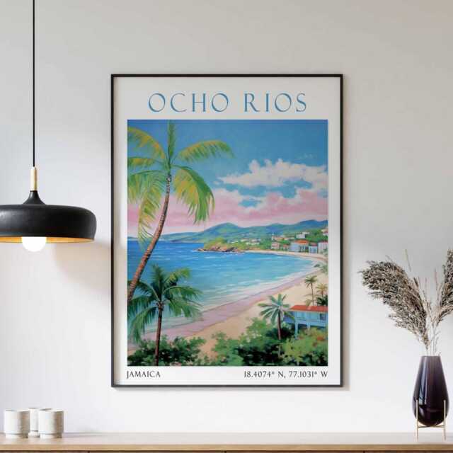 Ocho Rios Travel Print Wall Art Hanging Home D??cor Gift Lovers Caribbean - image 1