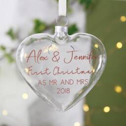First Married Christmas Glass Bauble - Mr & Mrs Personalised Decoration - thumbnail 4