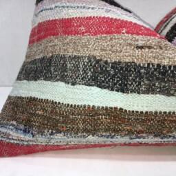 Vintage Kilim Pillow Cover, Striped Turkish Pillow, 16x24 - thumbnail 3