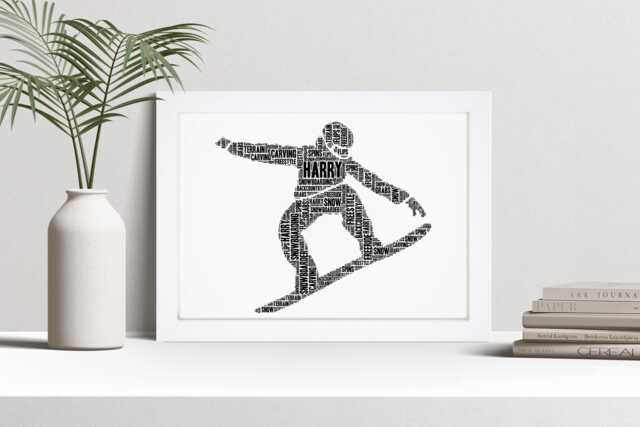 Personalised Snowboarder Word Art Print, Snowboarding Gift, Custom Wall Framed Picture, Present For Men, Women Nl - image 1