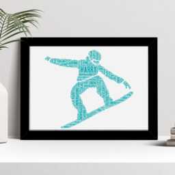 Personalised Snowboarder Word Art Print, Snowboarding Gift, Custom Wall Framed Picture, Present For Men, Women Nl - thumbnail 2