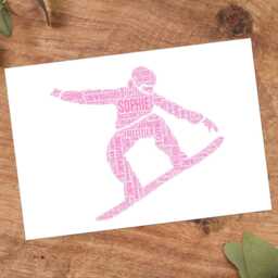 Personalised Snowboarder Word Art Print, Snowboarding Gift, Custom Wall Framed Picture, Present For Men, Women Nl - thumbnail 3