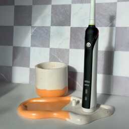 1, 2 Or 3 Electric Toothbrush Holder, Terrazzo Orange Cloud-Shaped Bathroom Organizer - thumbnail 2