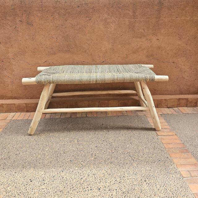 Moroccan Bench With Palm Leaf Cord - image 1
