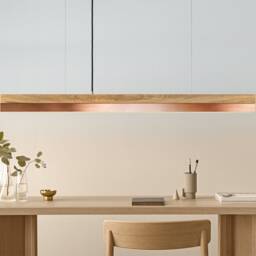 Pendant Lamp -Oak Wood & Copper - Dining Room Gantlights Led - thumbnail 2