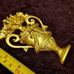 Ornate Applique Gilt Or White French Style Decorative Wall Urn Furniture Onlay Moulding Pediment Plastic Decoration - thumbnail 3