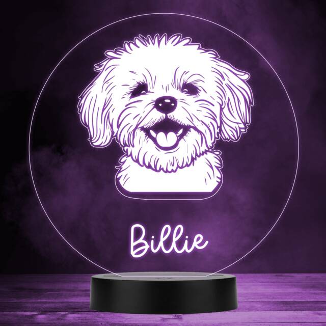 Maltese Dog Pet Silhouette Multicolour Personalised Gift Led Lamp Night Light - Bedroom - image 1