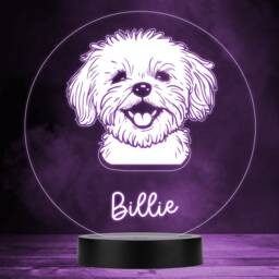 Maltese Dog Pet Silhouette Multicolour Personalised Gift Led Lamp Night Light - Bedroom