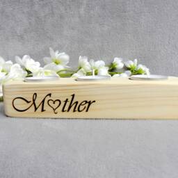 Wood Candle Holder, Gift For Mum, Mother's Day, Engraved Tea Light Holder - thumbnail 3